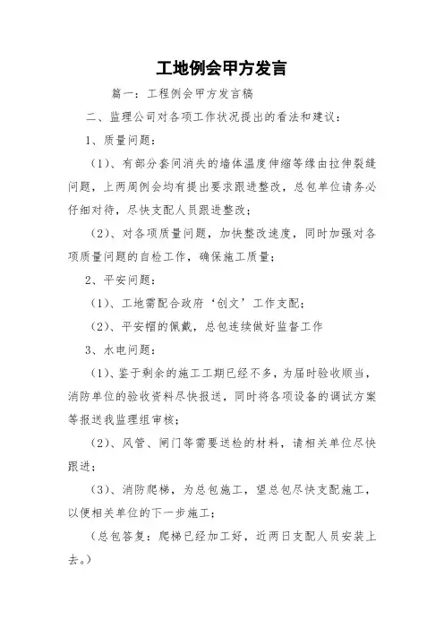 工地例会甲方发言