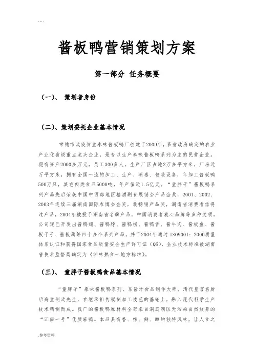 酱板鸭项目策划方案