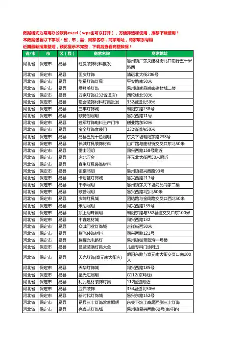 2020新版河北省保定市易县照明工商企业公司商家名录名单黄页联系电话号码地址大全50家