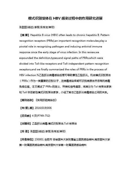 模式识别受体在HBV感染过程中的作用研究进展
