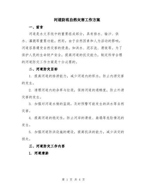 河道防范自然灾害工作方案