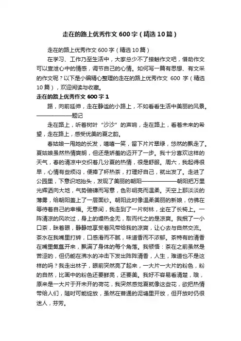 走在的路上优秀作文600字（精选10篇）