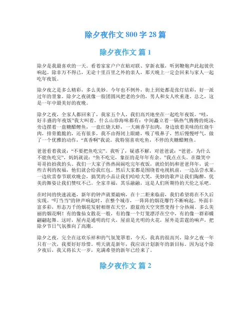 除夕夜作文800字28篇