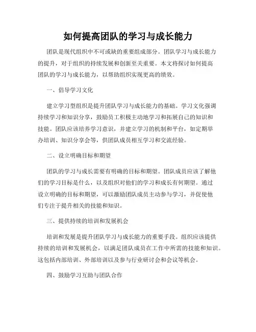 如何提高团队的学习与成长能力