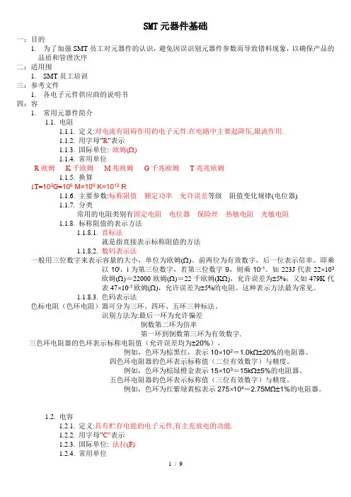 SMT元器件基础