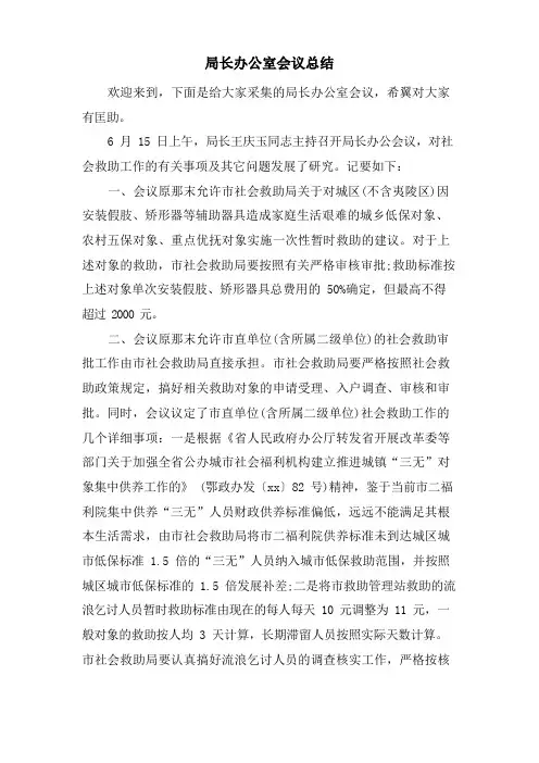 局长办公室会议总结
