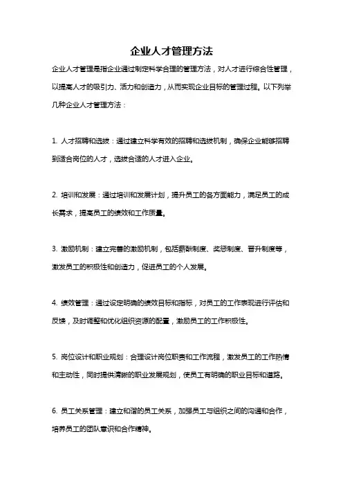 企业人才管理方法