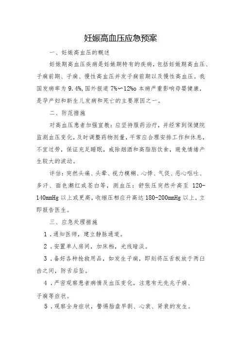 妊娠高血压应急预案