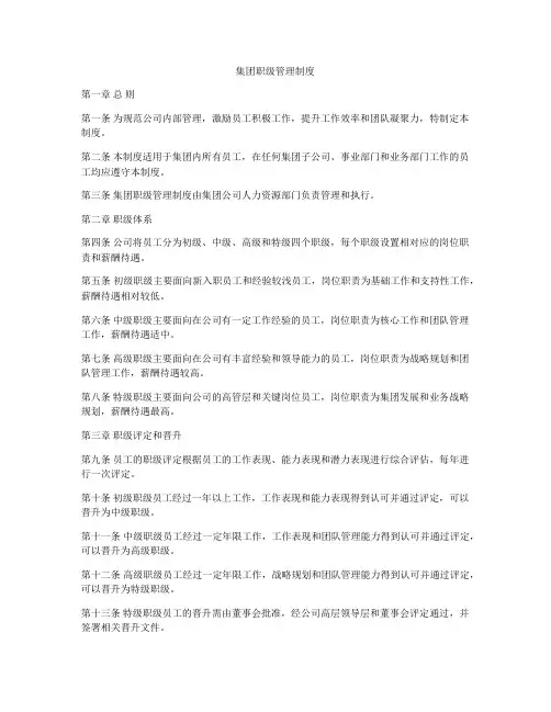 集团职级管理制度