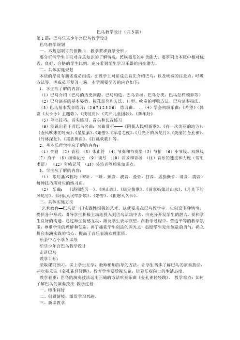 巴乌教学设计(共3篇) 