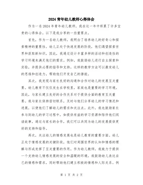 2024青年幼儿教师心得体会