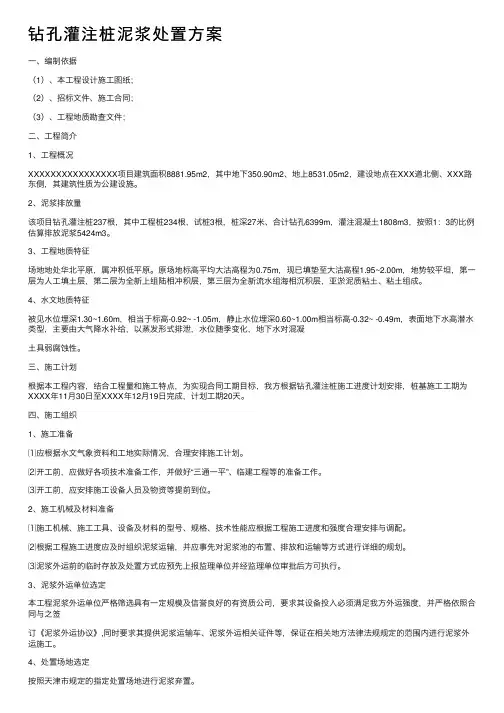 钻孔灌注桩泥浆处置方案