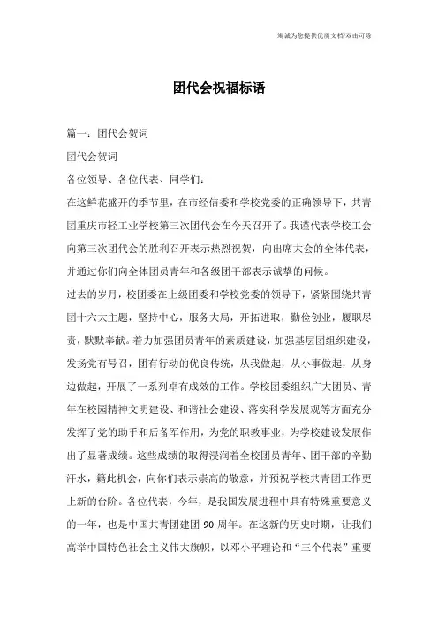团代会祝福标语
