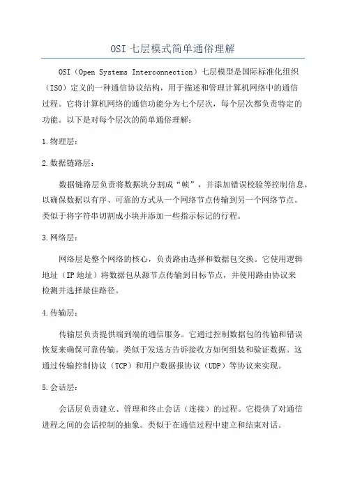 OSI七层模式简单通俗理解