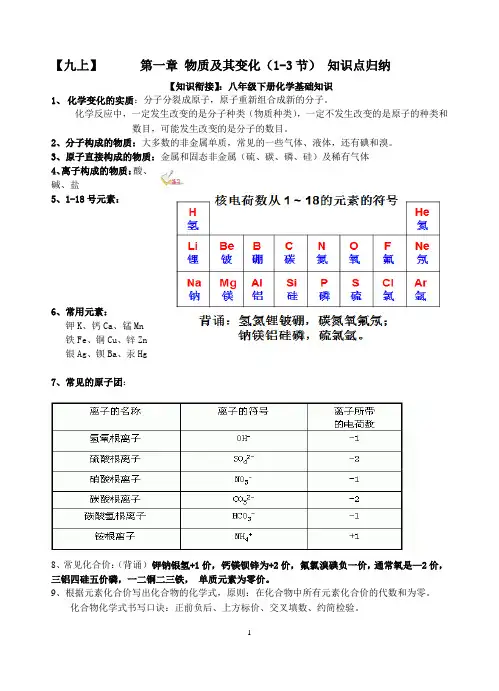 (2017)新浙教版九年级上册科学第一章《物质及其变化》知识点归纳
