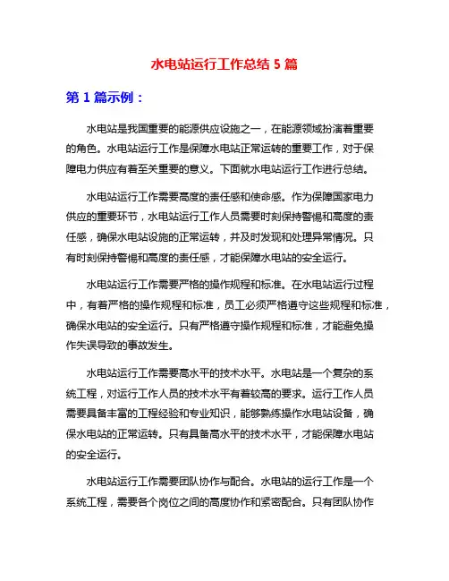 水电站运行工作总结5篇