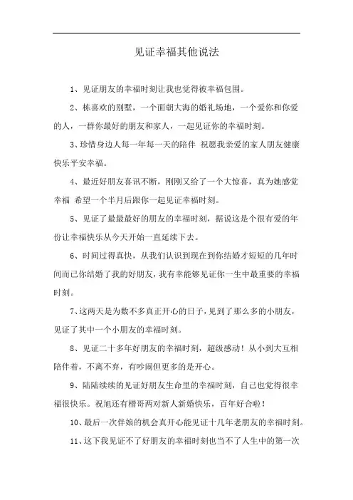 见证幸福其他说法