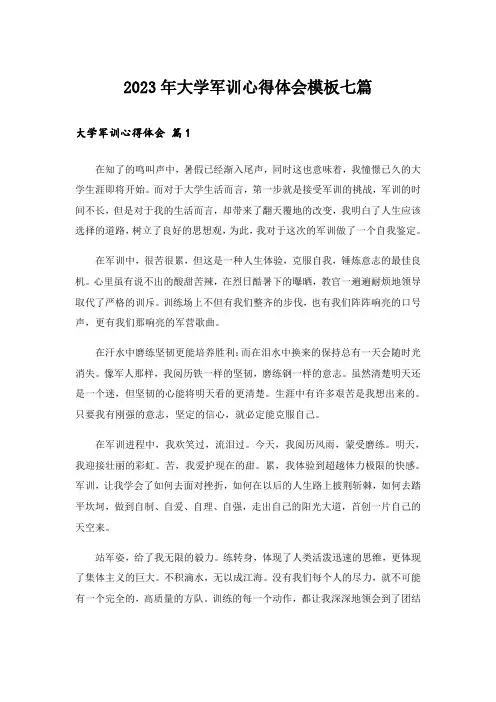 2023年大学军训心得体会模板七篇