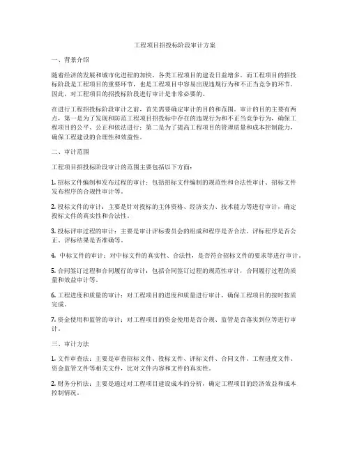 工程项目招投标阶段审计方案