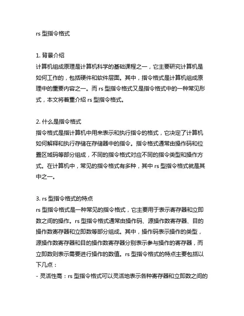 rs型指令格式 计算机组成原理