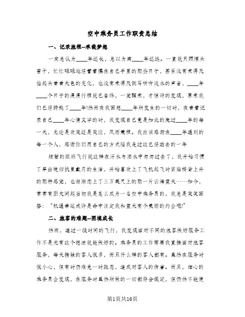 2024年空中乘务员工作职责总结（5篇）