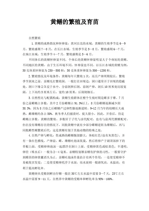 黄鳝的繁殖及育苗