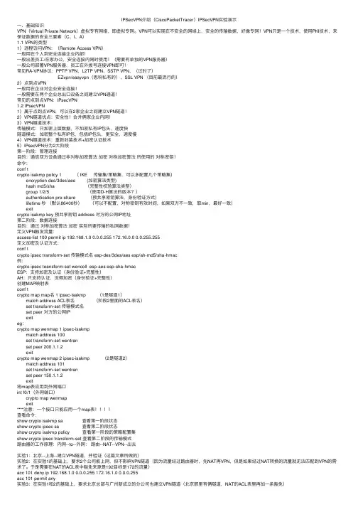 IPSecVPN介绍（CiscoPacketTracer）IPSecVPN实验演示