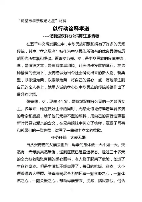 鹤壁市孝亲敬老之星