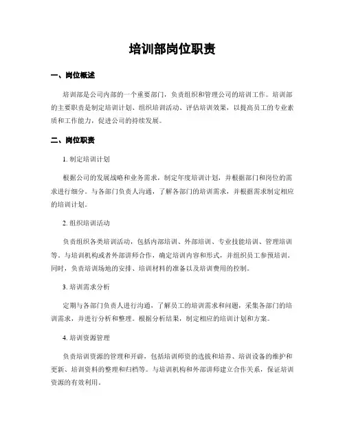 培训部岗位职责