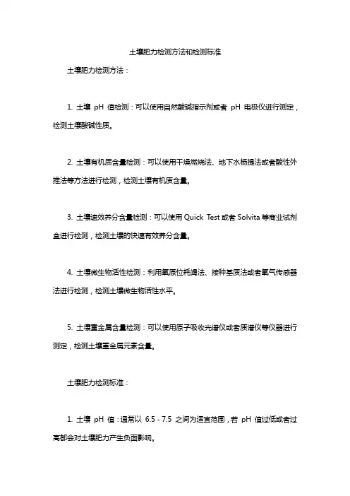 土壤肥力检测方法和检测标准