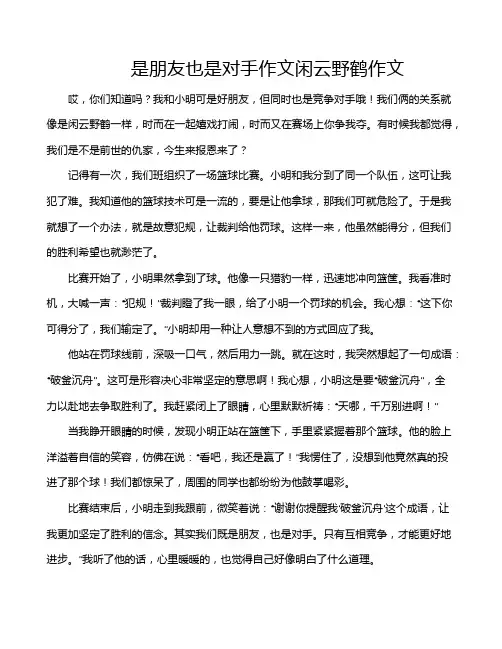 是朋友也是对手作文闲云野鹤作文