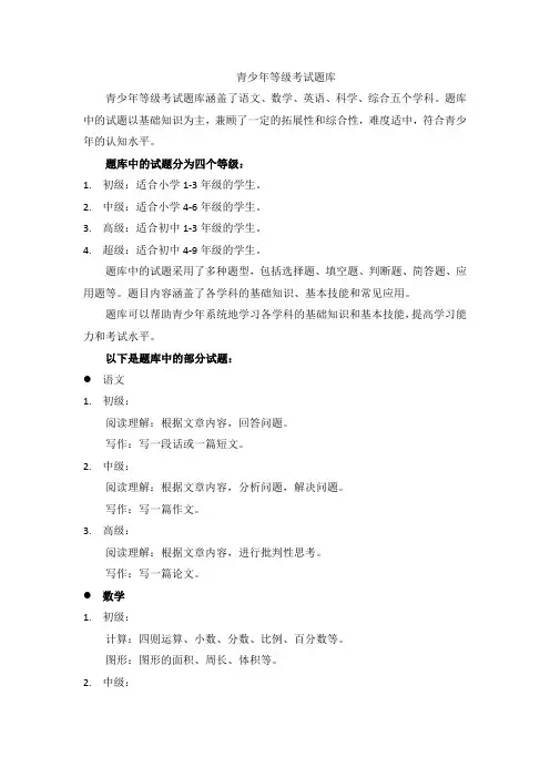 青少年等级考试题库