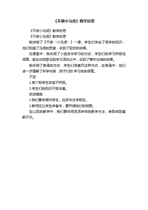 《不做小马虎》教学反思