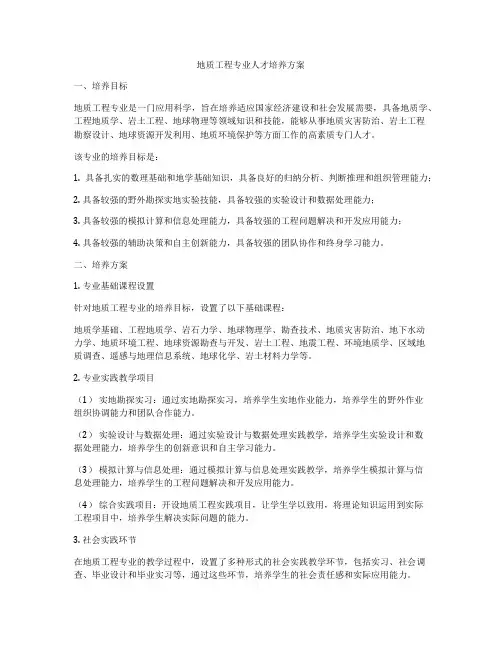 地质工程专业人才培养方案