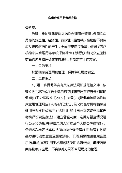 临床合理用药管理办法