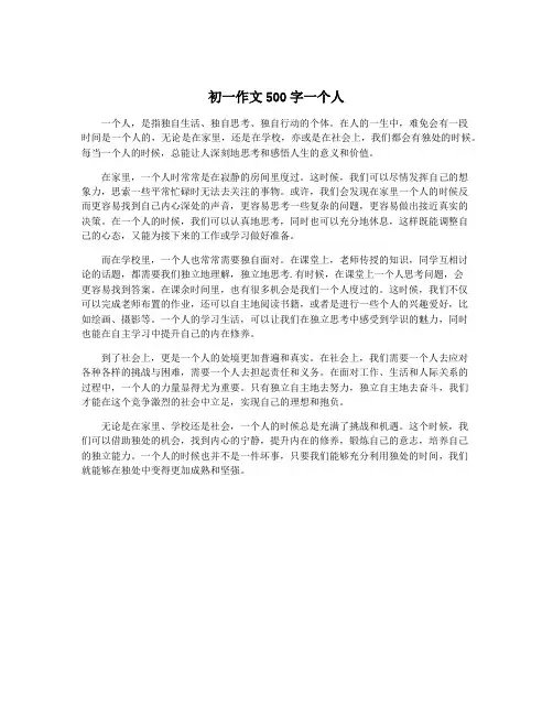 初一作文500字一个人