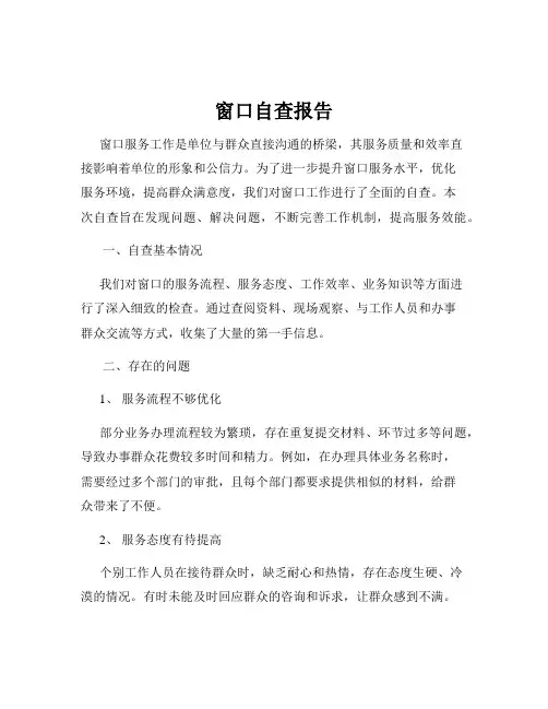窗口自查报告