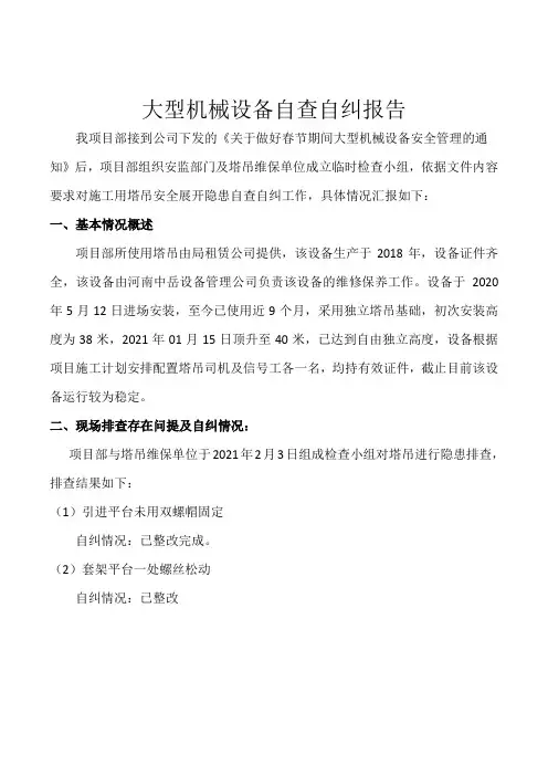 塔吊检查报告