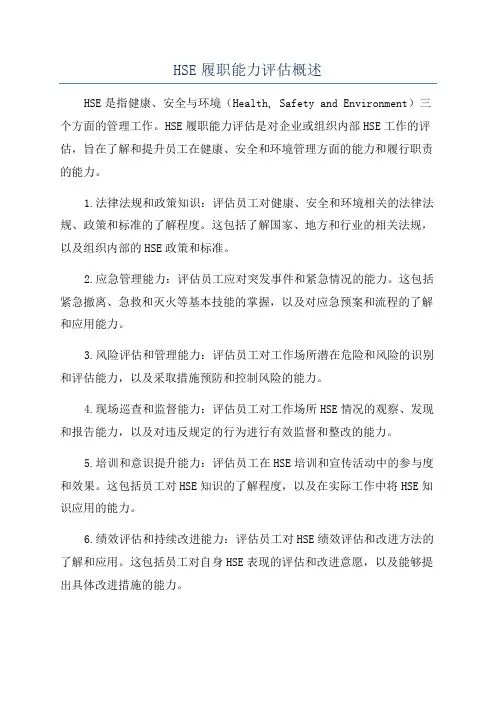 HSE履职能力评估概述