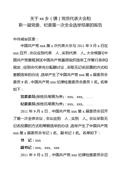 选举结果报告