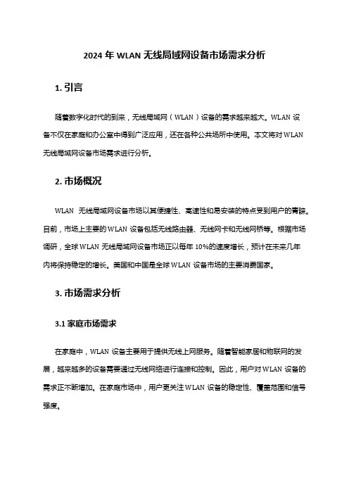 2024年WLAN无线局域网设备市场需求分析