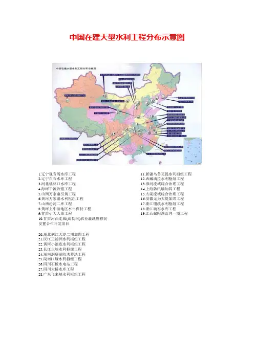 (完整版)中国在建大型水利工程分布示意图