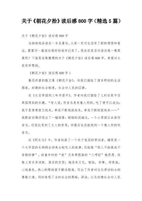 关于《朝花夕拾》读后感800字(精选5篇)