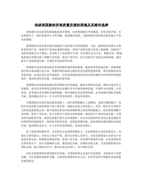 浅谈我国新经济高质量发展的困境及其路径选择