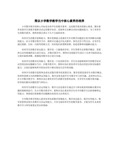 简议小学数学教学当中核心素养的培养