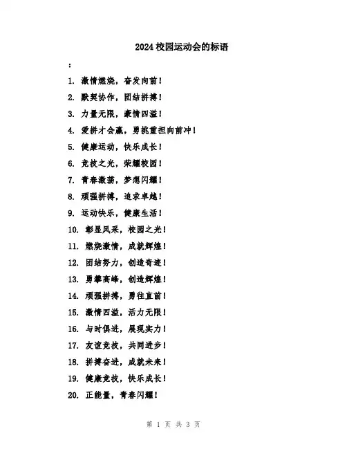 2024校园运动会的标语