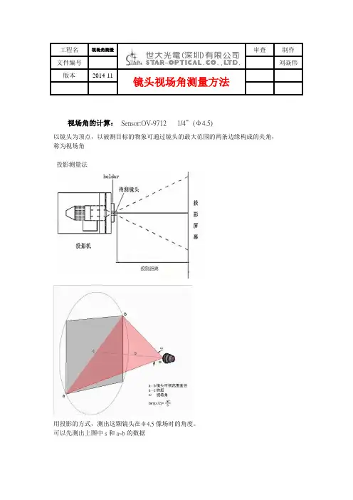 镜头视场角测量方法