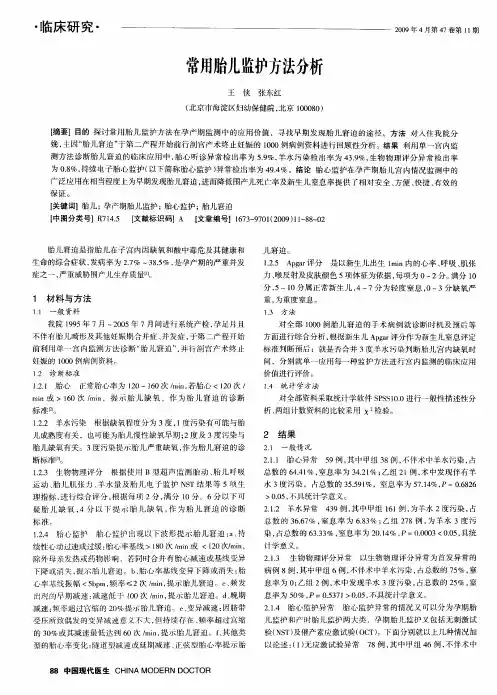 常用胎儿监护方法分析