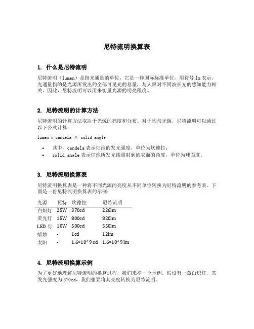 尼特流明换算表