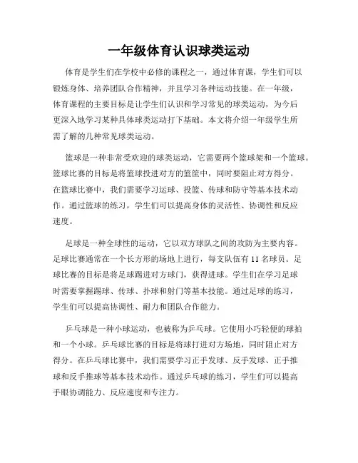 一年级体育认识球类运动